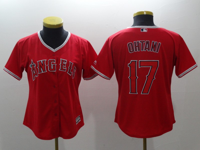 Womens Los Angeles Angels #17 Ohtani Red Jersey