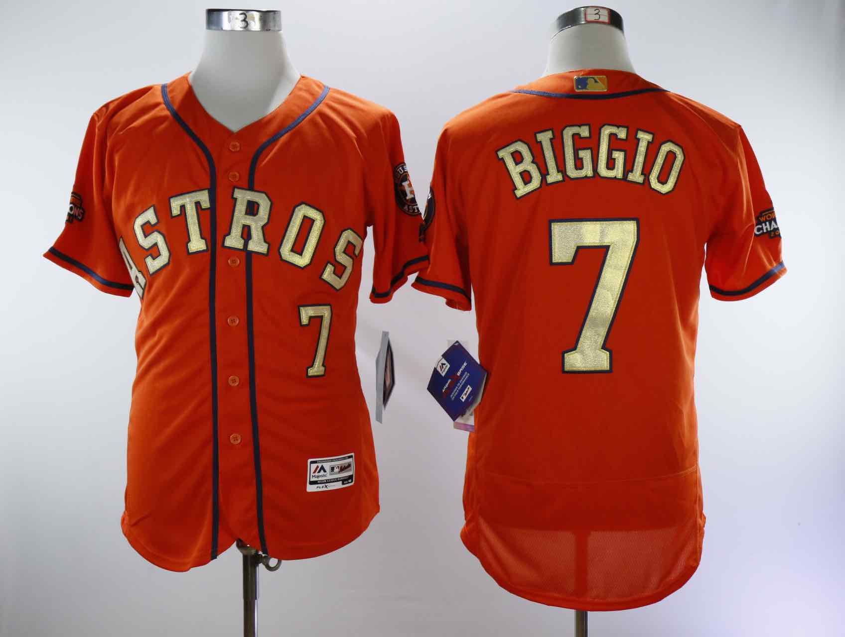 MLB Houston Astros #7 Biggio Orange Champion Elite Jersey