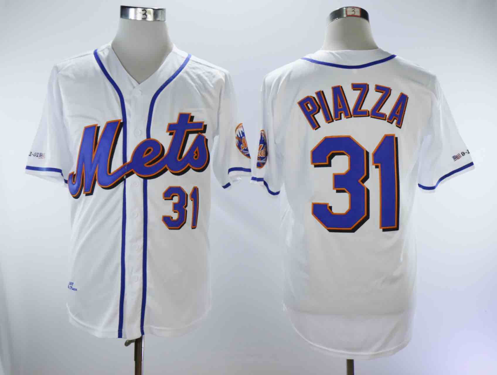 MLB New York Mets #31 Piazza White Throwback Jersey