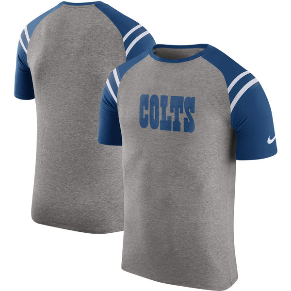 Indianapolis Colts Nike Enzyme Shoulder Stripe Raglan T-Shirt - Heathered Gray
