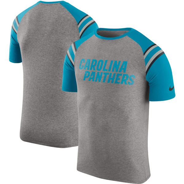 Carolina Panthers Nike Enzyme Shoulder Stripe Raglan T-Shirt - Heathered Gray