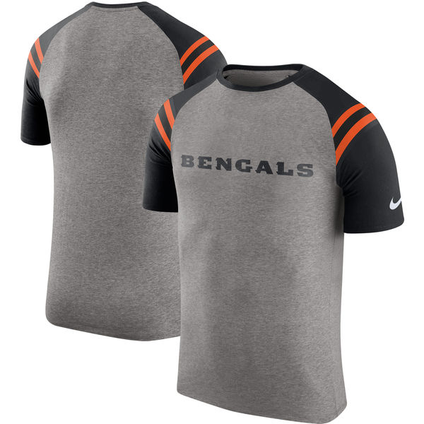 Cincinnati Bengals Nike Enzyme Shoulder Stripe Raglan T-Shirt - Heathered Gray