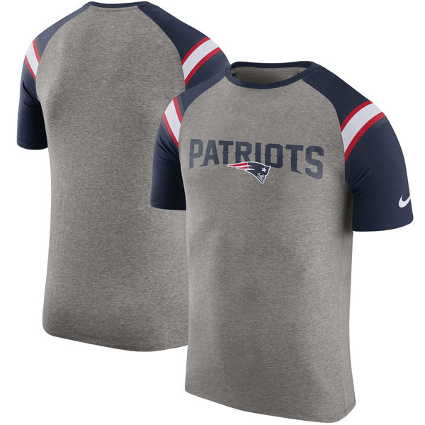 New England Patriots Nike Enzyme Shoulder Stripe Raglan T-Shirt - Heathered Gray