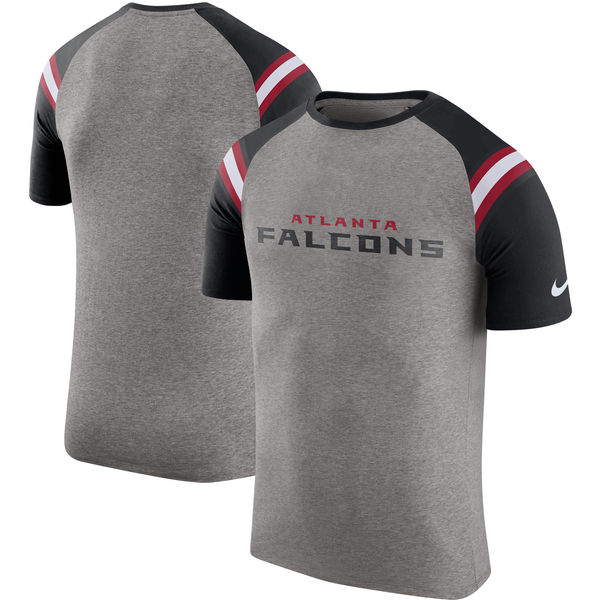 Atlanta Falcons Nike Enzyme Shoulder Stripe Raglan T-Shirt - Heathered Gray
