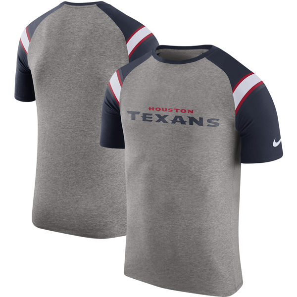 Houston Texans Nike Enzyme Shoulder Stripe Raglan T-Shirt - Heathered Gray