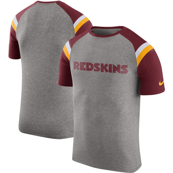 Washington Redskins Nike Enzyme Shoulder Stripe Raglan T-Shirt - Heathered Gray
