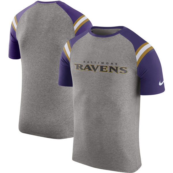 Baltimore Ravens Nike Enzyme Shoulder Stripe Raglan T-Shirt - Heathered Gray