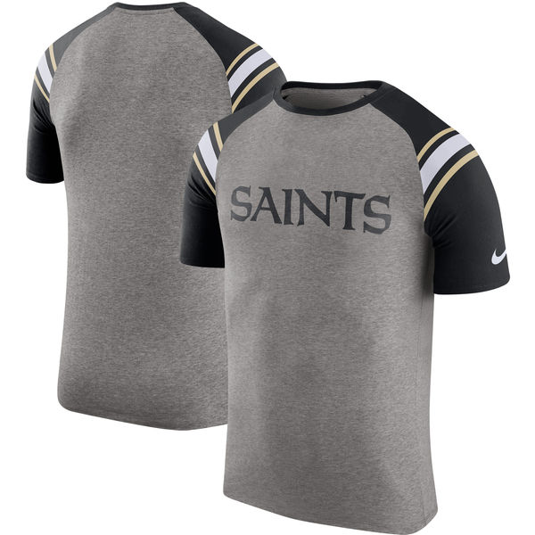 New Orleans Saints Nike Enzyme Shoulder Stripe Raglan T-Shirt - Heathered Gray