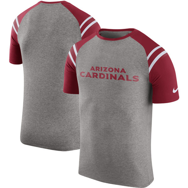 Arizona Cardinals Nike Enzyme Shoulder Stripe Raglan T-Shirt - Heathered Gray