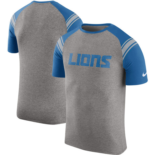Detroit Lions Nike Enzyme Shoulder Stripe Raglan T-Shirt - Heathered Gray