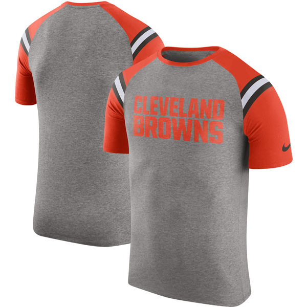 Cleveland Browns Nike Enzyme Shoulder Stripe Raglan T-Shirt - Heathered Gray