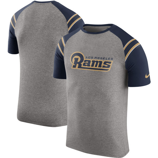 Los Angeles Rams Nike Enzyme Shoulder Stripe Raglan T-Shirt - Heathered Gray