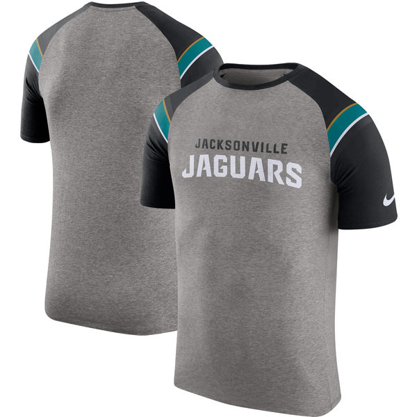 Jacksonville Jaguars Nike Enzyme Shoulder Stripe Raglan T-Shirt - Heathered Gray