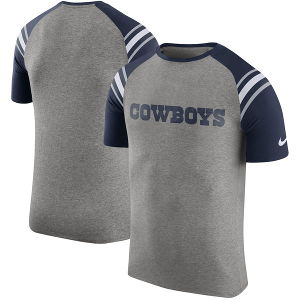 Dallas Cowboys Nike Enzyme Shoulder Stripe Raglan T-Shirt - Heathered Gray