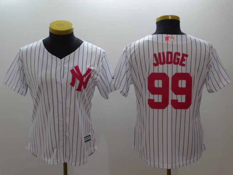 Womens MLB New York Yankees #99 Judge White Pink Jersey