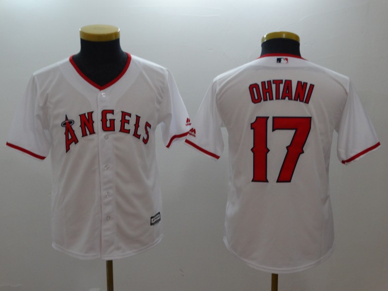 Kids Los Angeles Angels #17 Ohtani White Jersey