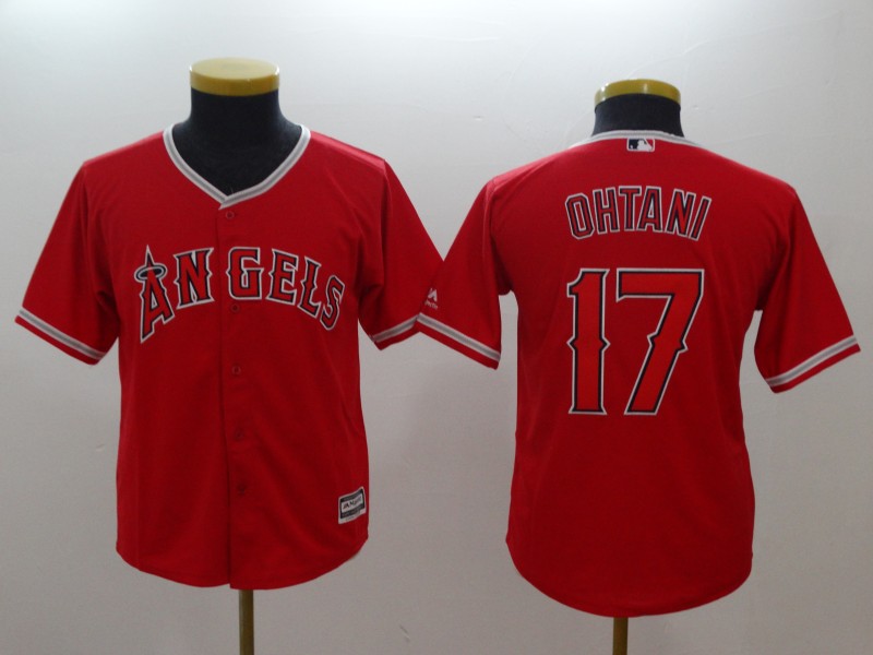 Kids Los Angeles Angels #17 Ohtani Red Jersey