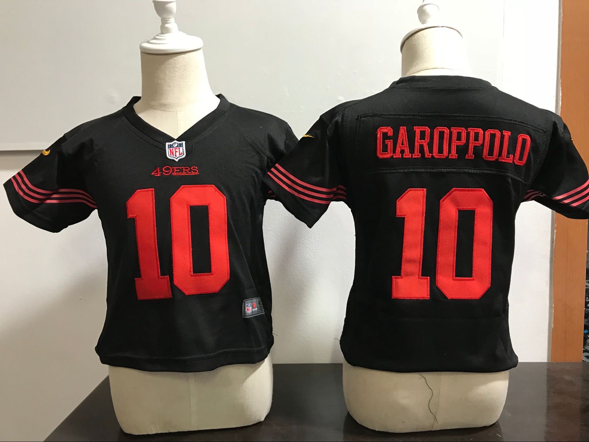 Kids NFL San Francisco 49ers #10 Garoppolo Black Jersey 2-5T