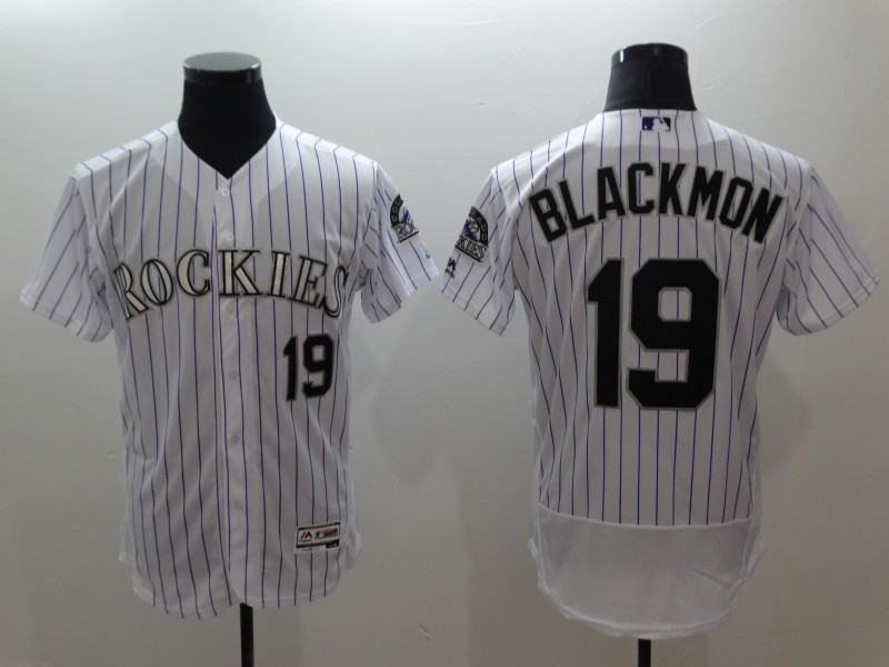 MLB Colorado Rockies #19 Blackmon White Elite Jersey