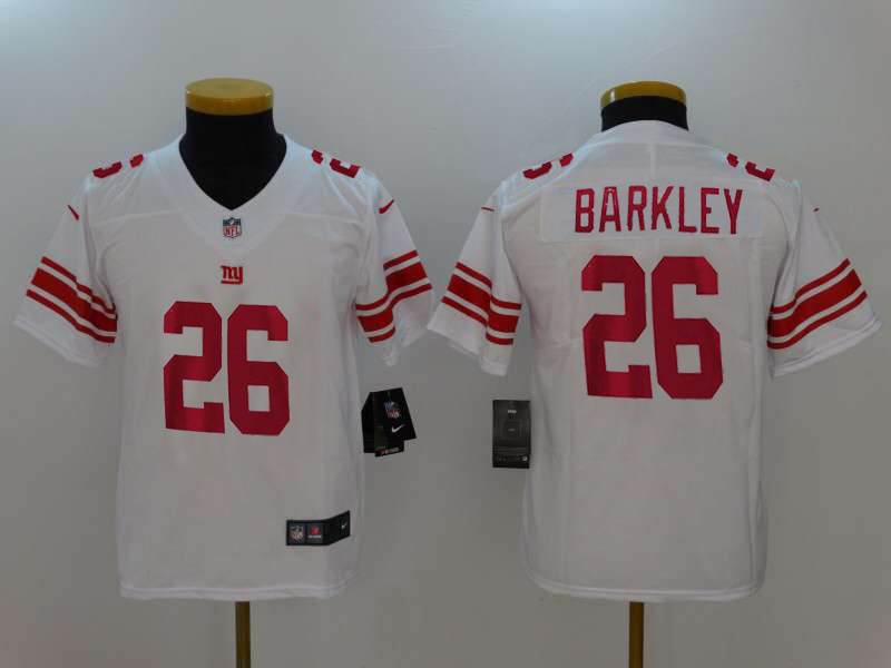 Kids NFL New York Giants #26 Barkley White Vapor Limited Jersey