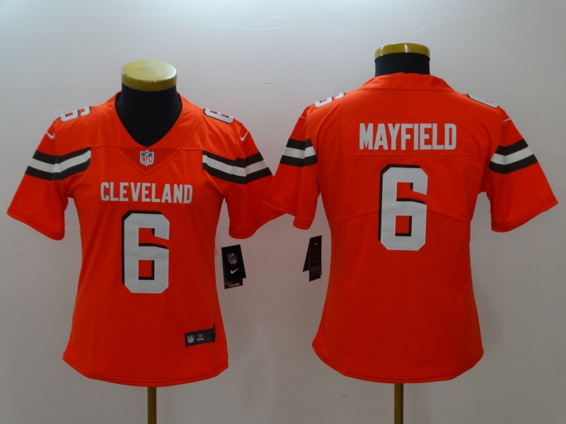 Womens NFL Cleveland Browns #6 Mayfield Orange Jersey