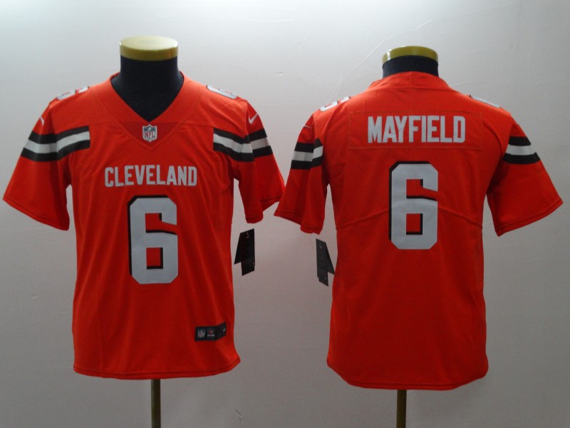 Kids NFL Cleveland Browns #6 Mayfield Orange Jersey