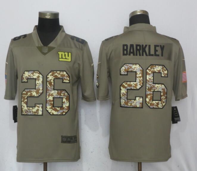 New Nike York Giants #26 Barkley Olive Camo Carson Salute to Service Limited Jersey