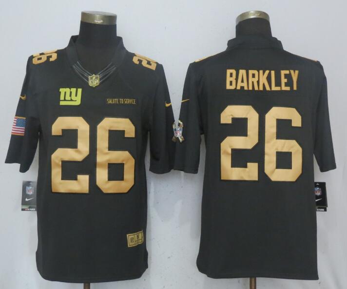New Nike York Giants #26 Barkley Gold Anthracite Salute To Service Limited Jersey