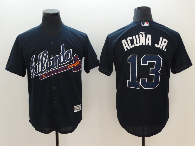 MLB Atlanta Braves #13 Acuna JR. D.Blue Game Jersey