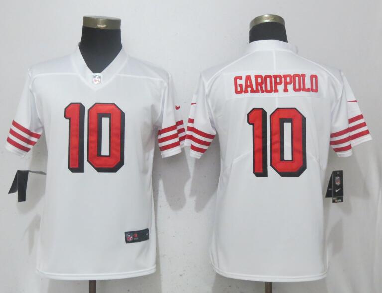 Women New Nike San Francisco 49ers 10 Garoppolo White Vapor Jersey