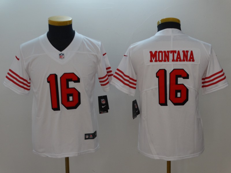 Kids NFL San Francisco 49ers #16 Montana White Vapor Jersey