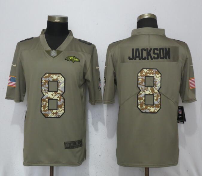 Nike Baltimore Ravens 8 Jackson OliveCamo Carson Salute to Service Limited Jersey