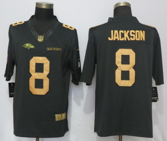 Nike Baltimore Ravens 8 Jackson Gold Anthracite Salute To Service Limited Jersey