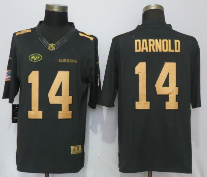 Nike New York Jets 14 Darnold Gold Anthracite Salute To Service Limited Jersey