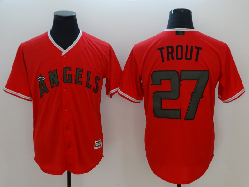 MLB Los Angeles Angels #27 Trout Red Game Jersey