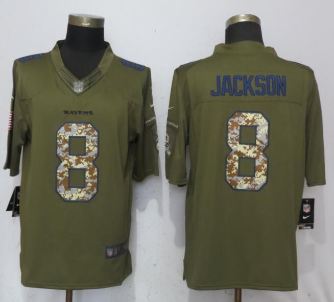 Nike Baltimore Ravens 8 Jackson Green Salute To Service Limited Jersey