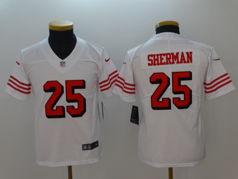 Kids NFL San Francisco 49ers #25 Sherman White Vapor Jersey