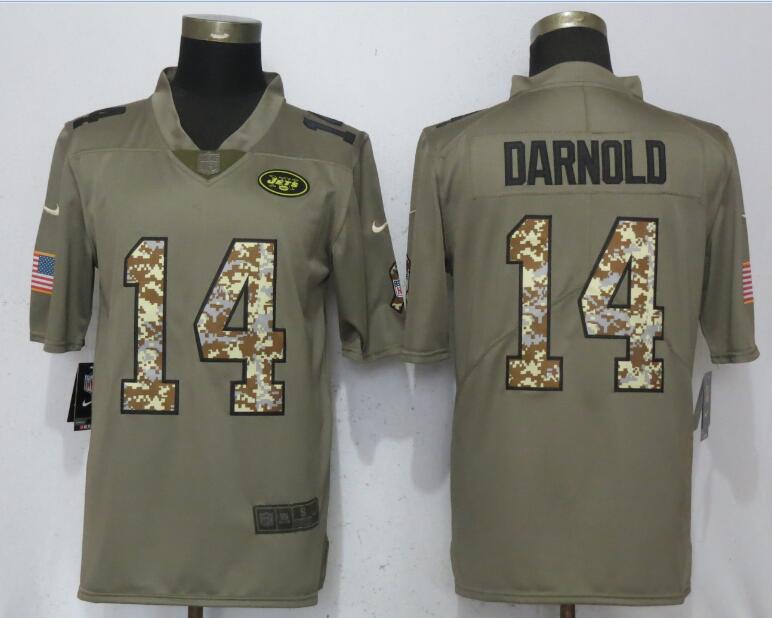 Nike New York Jets 14 Darnold OliveCamo Carson Salute to Service Limited Jersey