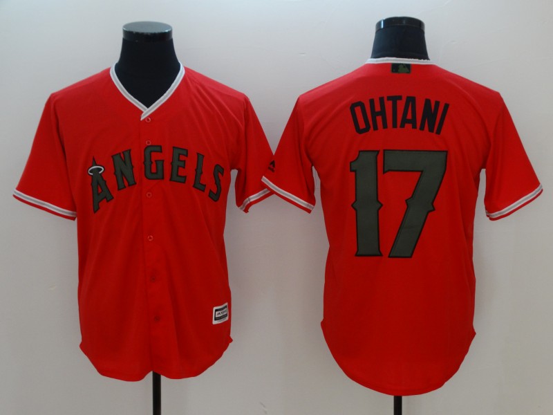 MLB Los Angeles Angels #17 Ohtani Red Game Jersey