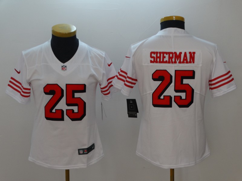 Womens NFL San Francisco 49ers #25 Sherman White Vapor Jersey