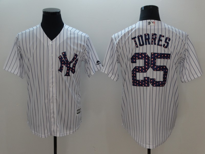 MLB New York Yankees #25 Torres White Game Jersey