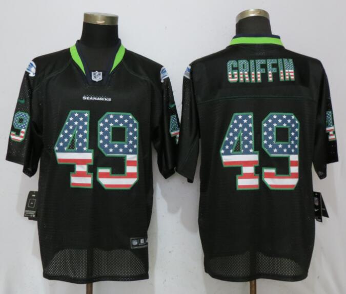 New Nike Seattle Seahawks 49 Griffin USA Flag Fashion Black Elite Jersey