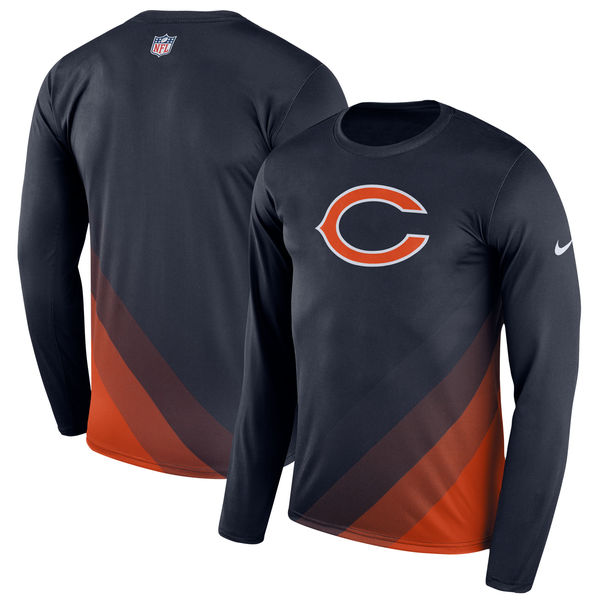 Mens Chicago Bears Nike Navy Sideline Legend Prism Performance Long Sleeve T-Shirt