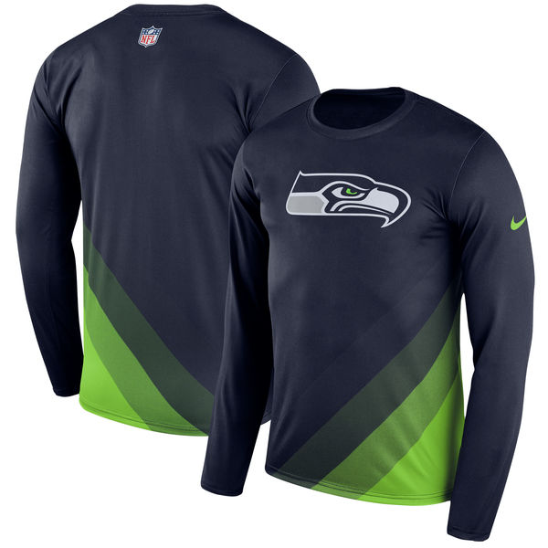 Mens Seattle Seahawks Nike Navy Sideline Legend Prism Performance Long Sleeve T-Shirt