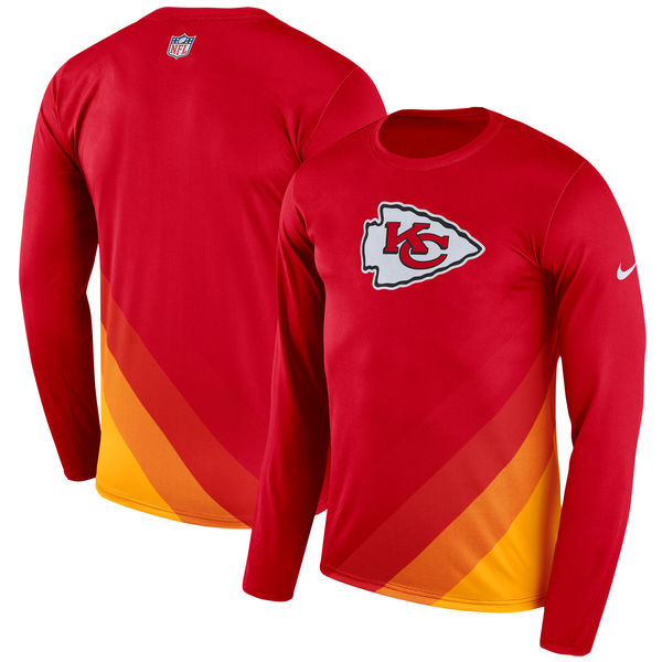 Mens Kansas City Chiefs Nike Red Sideline Legend Prism Performance Long Sleeve T-Shirt