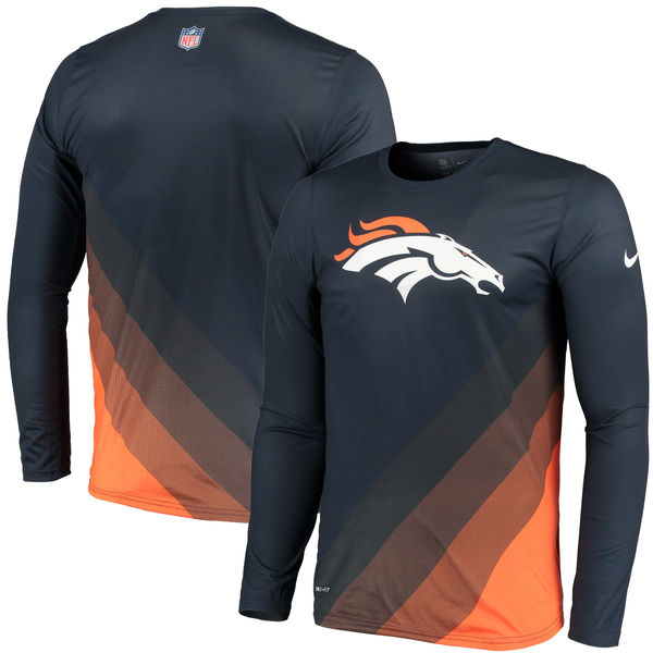 Mens Denver Broncos Nike Navy Sideline Legend Prism Performance Long Sleeve T-Shirt