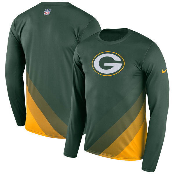 Mens Green Bay Packers Nike Green Sideline Legend Prism Performance Long Sleeve T-Shirt