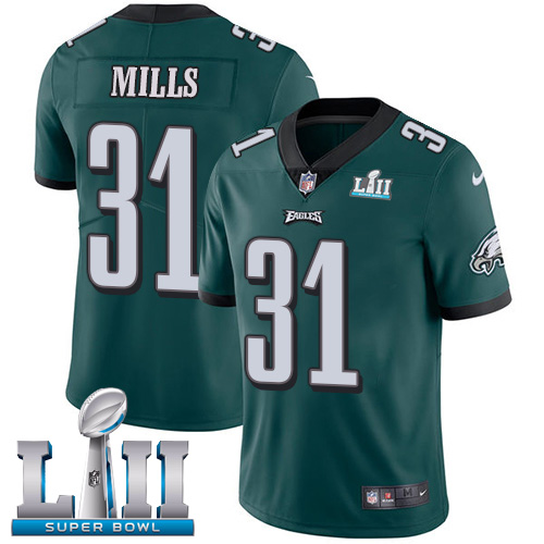 Kids NFL Philadelphia Eagles #31 Mills Super Bowl LII Vapor Untouchable Limited Green Jersey