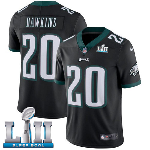 Kids NFL Philadelphia Eagles #20 Dawkins Super Bowl LII Vapor Untouchable Limited Black Jersey