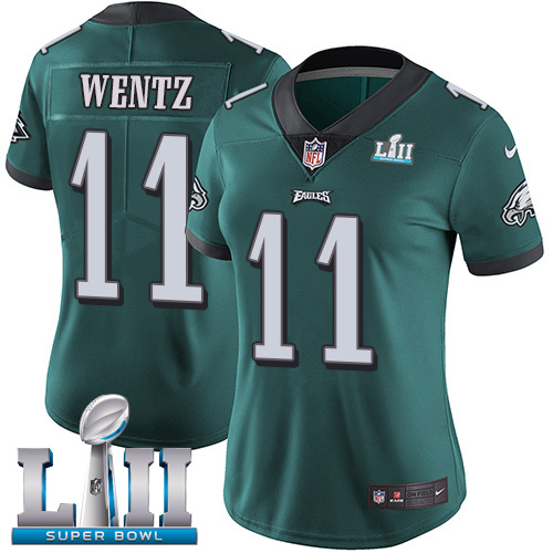 Womens NFL Philadelphia Eagles #11 Wentz Super Bowl LII Vapor Untouchable Limited Green Jersey